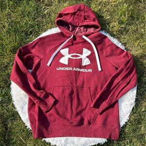 Under Armour Women's Rival Fleece Logo League Red and White Hoodie Size Medium